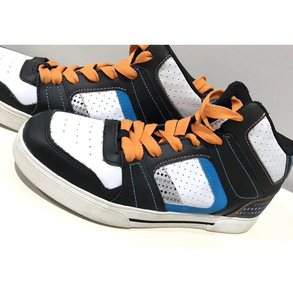 Mens WAXX Hightop Tennis Shoe White Black Leather Size 8 - Picture 1 of 6